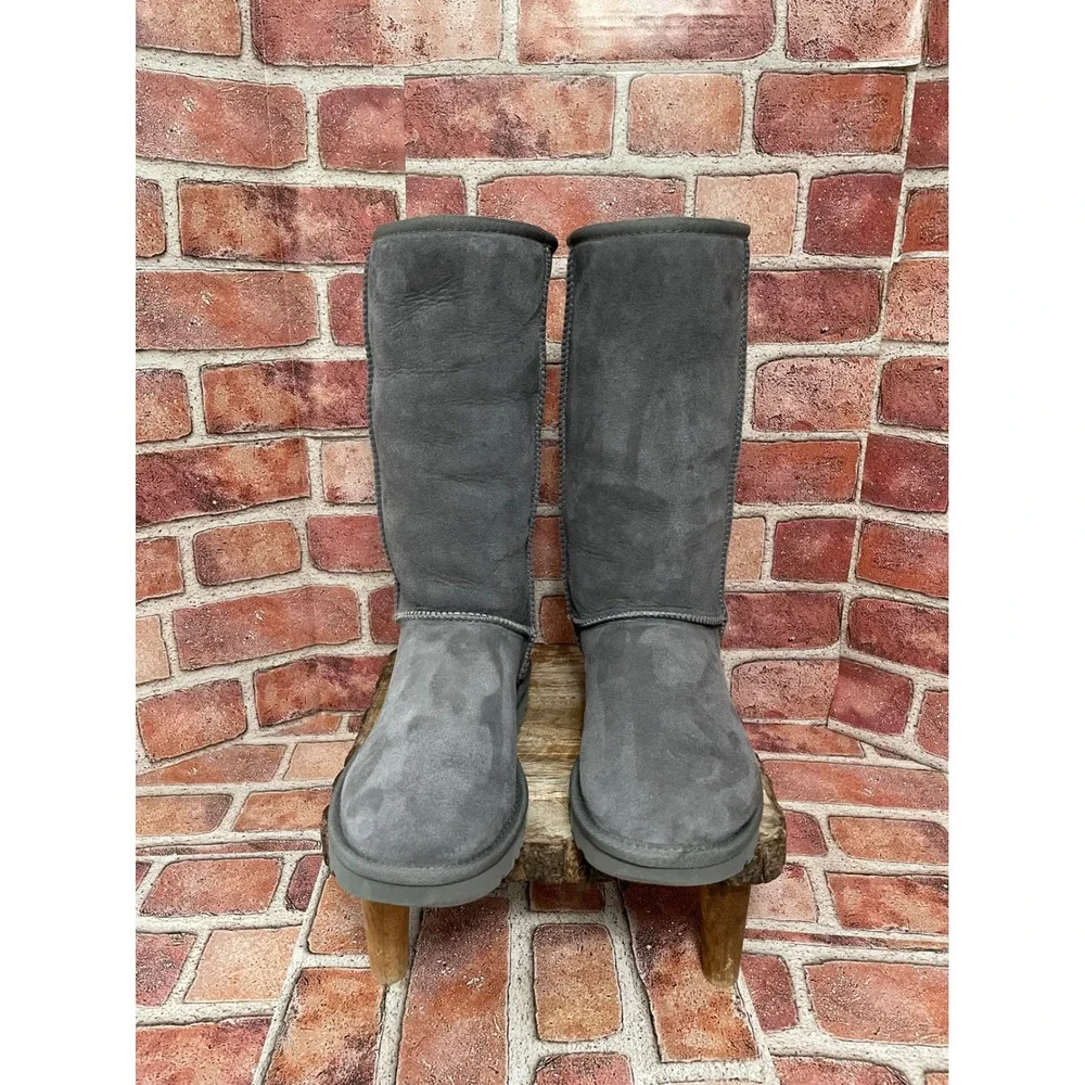 UGG Classic Tall II Grey Suede Sheepskin Boots 1016224 Womens Size 7
